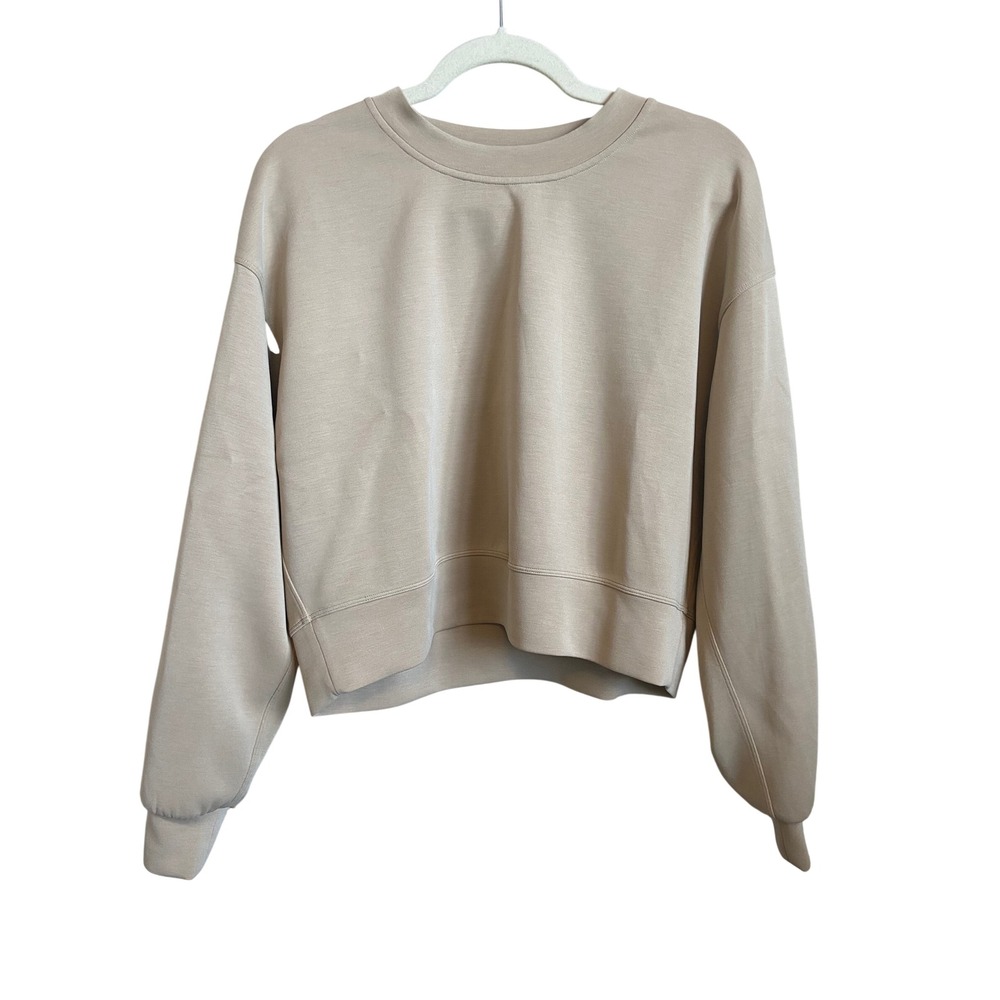 Lululemon Perfectly Oversized Cropped Crew Sweatshirt Tan Beige Boxy Pullover
